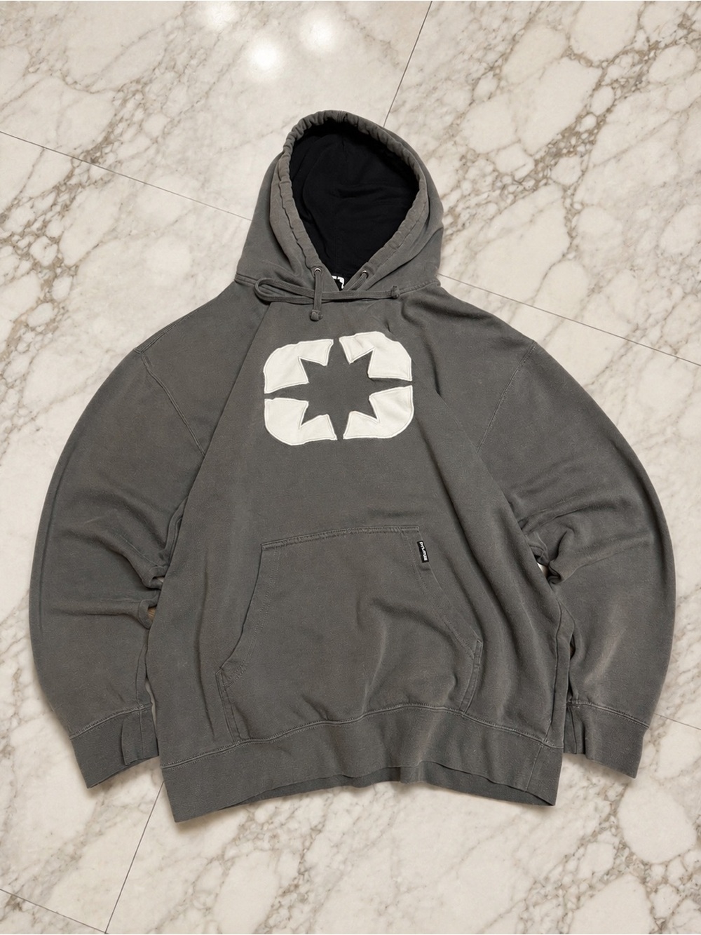 Men's Gray Hooded Sweatshirt with White Star Patch